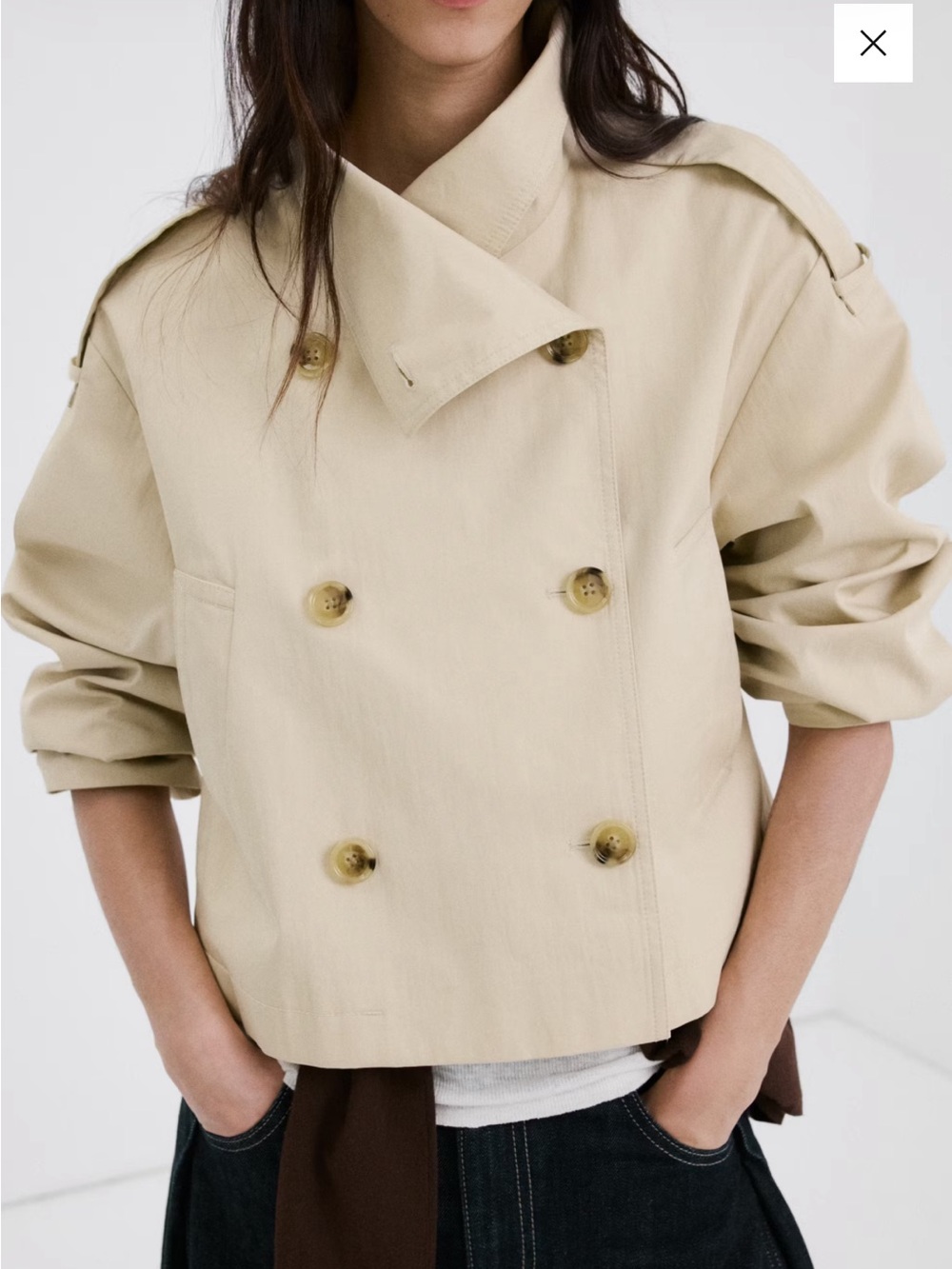 Mango Funnel Neck Cropped Trench Coat Size XS